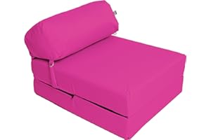 MAXUS SPORTS Z Bed Water Resistant Single Buckle Ready Bed for Kids Sleepover Sofa Chair Mattress with Folding Mechanism Comfy Lightweight Perfect for Living Room (Pink)