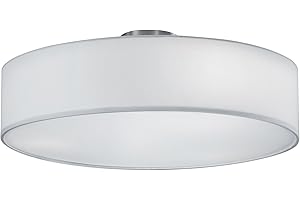 ‎LIGHTLING lightling modern Deckenleuchte in nickel matt, Stoffschirm weiß, 3 x E27 max. 60W, ø 50 cm, Höhe: 20.5 cm