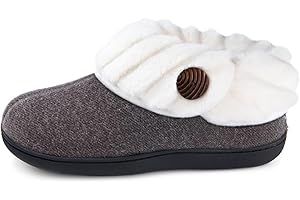 Wishcotton Women's Comfy Fuzzy Felt Memory Foam Slippers, Ladies' Closed Back House Shoes with Nonslip Rubber Sole