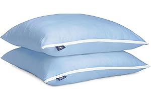 Fabsy Guanciale Letto 2 Pezzi– Set Cuscini Letto in Seersucker con Imbottitura in Microfibra di Poliestere Traspirante– Durevoli–Cuscino per Dormire Regolabile in Altezza (blu, 50x70 cm)