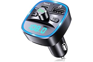 Mohard Bluetooth Car Adapter, Type-C 20W, 5V/1A Quick Charging Bluetooth FM Transmitter for Car with Hands-Free Calling, Wireless FM Radio Receiver Music Player Support SD card & USB Disk