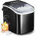 KASTWAVE Countertop Ice Maker Machine with Handle, 9 Cubes Ready in 6 Mins, 26lbs in 24Hrs, Auto-Cleaning Portable Ice Maker, 2 Sizes of Bullet Ice for Home Kitche Camping RV Party (Black)