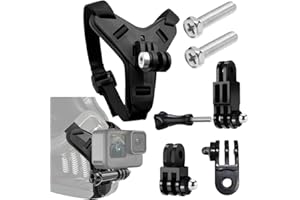 RV Murts Motorcycle Helmet Chin Strap Mount for GoPro Hero, Action Camera, DJI Osmo Action 5 Pro, Stability & Safety, Shock Absorption & Anti-Slip, Universal Fit for SHARK, ARAI, SHOEI, BELL, (Black).