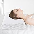 Ergonomic Memory Foam Neck Pillow, Contoured Design (White, 60 * 35 * 9/11cm)