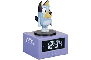 Paladone Bluey Digital Alarm Clock with Night Light & Music - Officially Licensed Kids TV Merch, Bedroom Décor for Young Children, Battery Powered, Idea, Blue