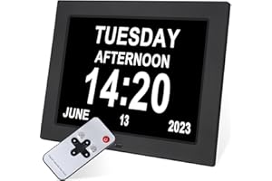 Golony 9" Large Digital Day Dementia Clock for Seniors, Medication Reminders Calendar Clock with Day of the Week, Date Time for Elderly Vision Impaired, Memory Loss, alzheimers clock Black