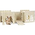 Rabbit Litter Box Stacking Cups Navaris Rabbit Castle - Wooden Hideaway Playhouse For Bunny - DF Outdoor Playhouse Guinea Pig Toys