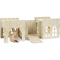 Rabbit Litter Box Stacking Cups Navaris Rabbit Castle - Wooden Hideaway Playhouse For Bunny - DF Outdoor Playhouse Guinea Pig Toys