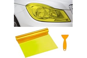 HIAHXC Tönungsfolie für Scheinwerfer & Nebelscheinwerfer 30x120cm,Wasserdicht UV-Schutz Auto Tönungsfolie,Folie Tönungsfolies Nebelscheinwerfer Selbstklebend & Rückstandslos (Gelb)