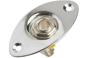 Hahhhha Guitar Jack Socket, Guitar Accessories Electric Guitar Bass Jack Socket 1/4" Output Input Jack Cover Plate with 2 Mounting Screws(Silver)