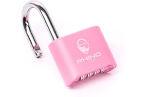Rhino Lock Secure Lock - Pink 4 Digit Combination Padlock for Gym Locker, School & Work Lockers; Coded and Suitable for Outdoor Use with Fences, Hasps, Sheds & Toolboxes (UK Brand)