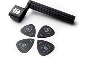 MORIATY® Saitenkurbel + 4 Plektren + Gitarrenschule — Saitenspindel für Westerngitarre, Akustikgitarre, Konzertgitarre, Klassische Gitarre + E-Gitarre