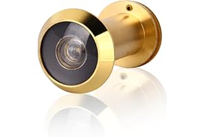 GOERPN Judas de Porte,Visionneuse de Porte Judas en Acier Inoxydable,Grand Angle 220 Degrés avec Protection en Verre,Montage dans Vantaux de 35-60mm pour Sécurité Maison,Bureau,Hôtel (Doré)