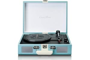 Tourne-Disque Classic Phono by Lenco TT-110 - Tourne-Disque - 33, 45 et 78 RPM - Bluetooth - Transmission par Courroie - 2 Haut-parleurs - AUX-in, RCA-Out, 3,5 mm - Bleu/Blanc