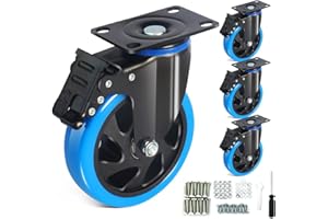 ACURYX 4 Stück Schwerlastrollen 125mm mit A/B Bremsen inkl. Montagezubehör Lenkrollen Transportrollen - 360° Drehung bis 1000KG Tragbarkeit für Möbeltransport & Industrietransport