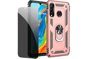 JOYTAG Schutzhülle kompatibel mit Huawei P30, Roségold, mit Displayschutzfolie aus Sichtglas, Anti-Spy