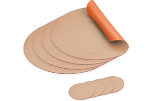‎SÖLMO sølmo I Tischset aus PU-Leder - Rund I Platzset abwaschbar I Platzdeckchen Teller-Untersetzer I Frühjahr & Frühling [Beige/Orange]