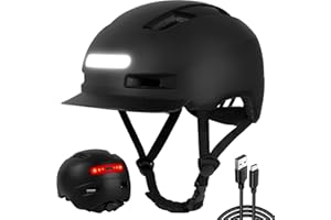 Shinmax Casco Bicicleta Mujer Hombre, Casco Bicicleta con Luz 5 Modos, USB Casco Bicicleta con Visera, Casco Bicicleta Adulto,Cascos Bicicleta Montaña, Casco Patinete Electrico Adulto para Viajeros