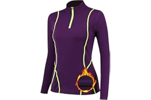 TERODACO Half Zip Thermal Base Layer Women Warm Wicking Ski Base Layers with Micro Fleece Long Sleeves Ladies Thermal Tops for Running Hiking Cycling Soft Quick Dry Breathable