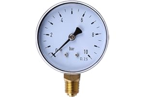 SeniorMar 1/4 pouce NPT montage latéral 10 bar métal eau huile compresseur d'air manomètre manomètre outil de mesure de pression