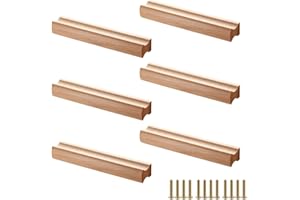 sinzau 6 Piezas Tirador Madera, Tiradores de Madera para Armario con Tornillos, Distancia Entre Agujeros 128 mm, para Armarios, Baños, Oficinas y Cocinas