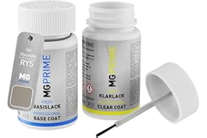 ‎MGPRIME MG PRIME Autolack Lackstift Set für Hyundai RYS Sleek Silver Metallic Basislack Klarlack je 50ml