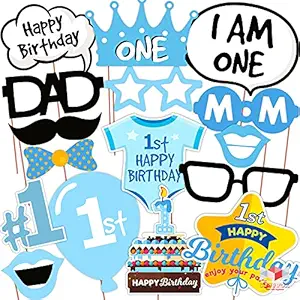 Wobbox First Birthday Party Props for Birthday Events (Blue)