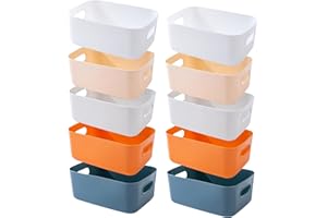 EURXLQ Cajas Almacenaje Plastico con Asa,Cajas Organizadoras de Plastico Adecuados para Usar en el Armario,la Cocina o el Baño (Colores mixtos, 20 x 15 x 7 cm/10 Pcs)