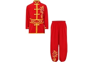 Mufeng Kinder Jungen Tai Chi Uniform Langarm Kung Fu Shirt mit Wushu Hose Chinesisch Kung Fu Wing Chun Stickerei Kostüm Set Sport