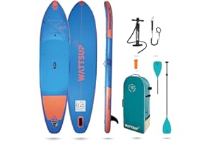 Wattsup - Sup Stand Up Paddle Gonflable - Gamme Essentials - Dropstitch - Pack Complet : Pagaie 2in1 Leash Pompe Sac de Transport