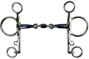 AK RIDING SPORTS LTD AK Pelham Reiter-Bits mit Doppelgelenk, Schweißeisen, 12 cm, blau-silberfarben