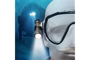 ORCATORCH D560 Mini Scuba Dive Light Headlamp Rotary Switch Underwater Torch with 360 Degrees Rotatable Mask Clip, Backup Batteries, Lanyard, O-Rings (Not Included Snorkel Mask) (Black)