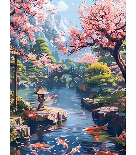 FUGUE Point De Croix Broderie Point De Croix Kit Ensemble Artisanat, Peinture Et Couture Y Compris Fils De Couleur Coton Tissu Aiguille Dessin 35 * 28 5 Cm-Maison Au Bord Du Lac