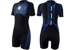 Summshall Kids Wetsuit 2.5mm Shorty One Piece Children Wetsuits UV Protection Back Zip Thermal Swimsuits for Boys Girls Keep Warm Stretch Diving Suit for Water Sport