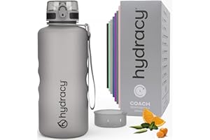 Hydracy Botella de Agua con Marcador de Tiempo - 2 L Botella de Agua Deportiva sin BPA - Botella de Gimnasio Antifugas con Funda Antitranspirante e Colador de Infusión