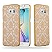 Price comparison product image Cadorabo – Mandala Hard Cover Slim Case for Samsung Galaxy S6 EDGE Paisley Henna - Etui Skin Protection Bumper in GOLD-TRANSPARENT