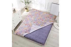 GESEILAY Coprimaterasso per Materasso Futon in Cotone Singolo Fodera per Materasso da Pavimento Giapponese con Cerniera Protettore Materasso da Letto Tatami(fiori colorati, 150 x 200 cm)