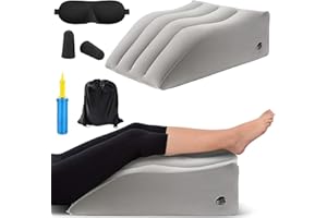 YIDM Venenkissen Beinhochlagerungskissen Aufblasbare Keilkissen Tragbar Venenkissen Beinhochlagerungskissen mit Augenmaske Ohrstöpsel Luftpumpe Komfort-Beinkissen Verbesserung Schlafqualität