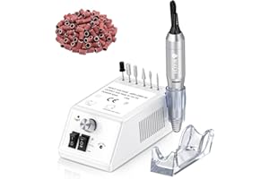 Weiyi Fresa per unghie 20000RMP,Lima Elettrica per Unghie Professionale,Rettificatrice Professionale Elettrico di chiodo e strumenti fresa per unghie di manicure con 100 levigatura bande (bianca)…