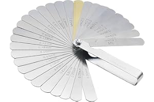 JDXun Jauge d'épaisseur, 32 Lames Jauge d'Épaisseur en Acier, Marquage Métrique/impérialm, pour la Mesure de l'espace Libre Largeur/Épaisseur Tailles, 0,04-0,88 mm