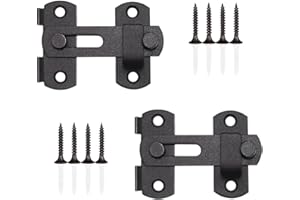 SENLINLU 2 Stück Edelstahl Tür Hasp, Türschloss, Edelstahl Riegel Latch, mit Schrauben Tür Zubehör Gilt für Türen und Fenster, Badezimmer, Schrank, Schubladen, und Möbel, Schwarz