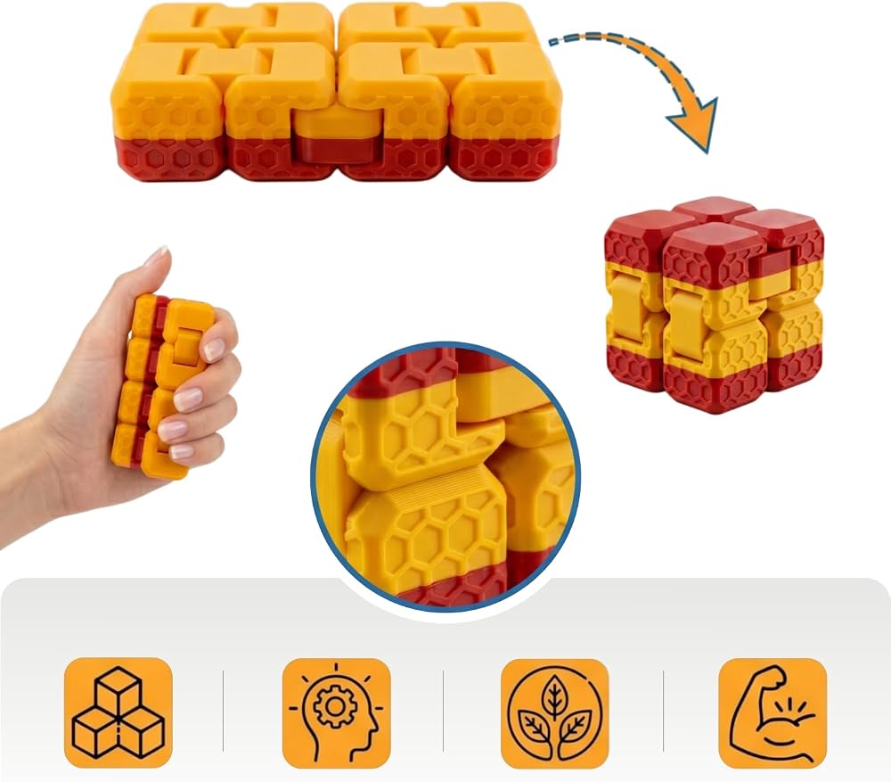 Taraftar Rengini Seç Fidget Cube - (Sarı - Kırmızı) - Dayanıklı Stres Küpü ve Konsantrasyon Aracı