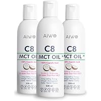 AIWO PURE C8 MCT Oil | 100% Caprylic Acid | 3X More Ketones | Medium Chain Triglycerides | Keto Bulletproof Coffee oil | non-GMO 500 ml
