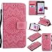 Produktbild Lonchee LG G3 (5,5 Zoll) Leder Wallet Tasche Brieftasche Schutzhülle , Sonnenblumen geprägten Muster Design Hochwertige PU Leder Folio Tasche Case Hülle im Bookstyle mit Standfunktion Kredit Kartenfächer (rosa)