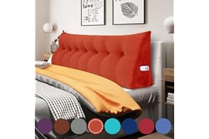 ‎RUCENER Rucener Bed Wedge Pillow, Headboard, Triangular Reading Pillow, Large Bolster, Backrest, Removable Support for Washing, Suitable for Sofa and Bed, Rust Orange 200 cm