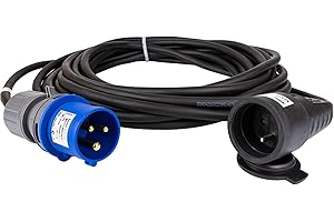 VSDITALIA - Prolunga Adattatore 5 Metri con Spina Cee e Presa Standard Tedesco - Cavo 3G1.5 - Protezione IP44 - Camper Campeggio Cantiere Giardino (5 metri)