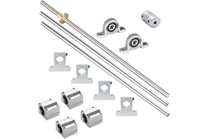 iYueMps 500mm Tige Linéaire Φ8mm T8 Tiges Filetées Vertical Set avec Support Vertical,Roulement à Billes,Écrou en Laiton,Roulement Vertical,accouplements flexibles Pour Imprimante 3D CNC DIY