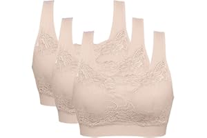 Litthing Women Sports Bra Seamless Comfortable Soft Breathable Ladies Lace Bras Removable Padded Tops Push up Underwear Packs for Yoga Fitness Exercise