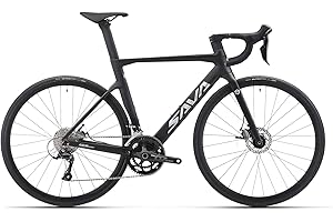 SAVADECK Bicicleta de Carretera de Fibra de Carbono, 700C Bicicleta de Carreras Cuadro de Carbono Horquilla de Carbono con SORA R3000 Sistema de Desviador de 18 Velocidades Freno de Disco para adultos