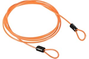 PATIKIL Security Steel Cable 2.5mm x 1.5m/4.92ft Coated Luggage Lock Wire Rope with Double Loop Orange